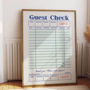Blank Guest Check Art Print, Trendy Wall Art, Guest Check Print, Digital Art, Guest Check Wall Art, Blank Gift Wall Art, Personalized Gift