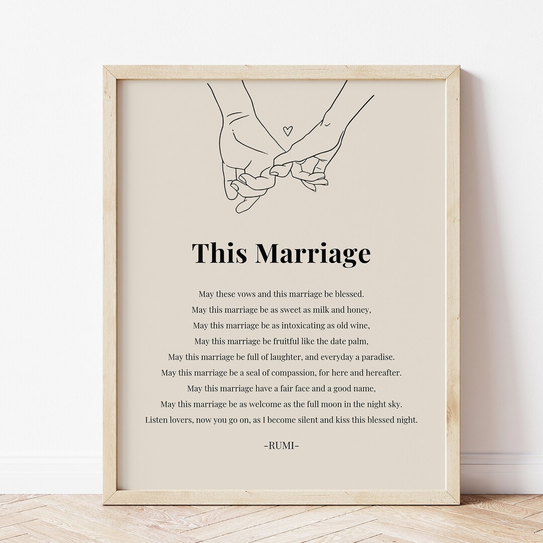 This Marriage Rumi Poem, Rumi Quote, Wedding Gift, Anniversary Gift