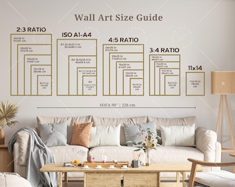 Wall Art Size Guide, Frame Size Guide, Print Size Guide, Comparison Chart, Poster Size Chart, Wall Display Guide, Gallery Wall Mockup Sizes