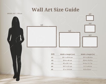 Wall Art Size Guide, Frame Size Guide, Print Size Guide, Comparison Chart, Poster Size Chart, Wall Display Guide, Horizontal Frame