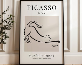 ピカソプリント～猫の線画スケッチ～展覧会ポスター～印刷可能な