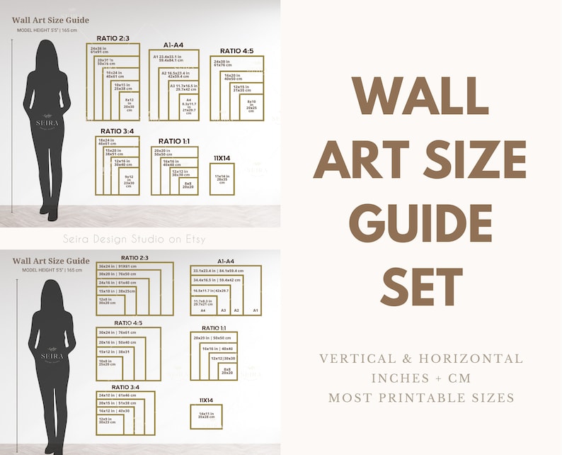 Wall Art Size Guide Frame Size Guide Poster Size Chart Etsy