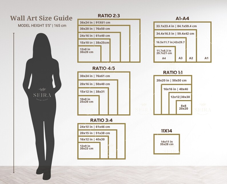 Wall Art Size Guide Frame Size Guide Poster Size Chart Etsy