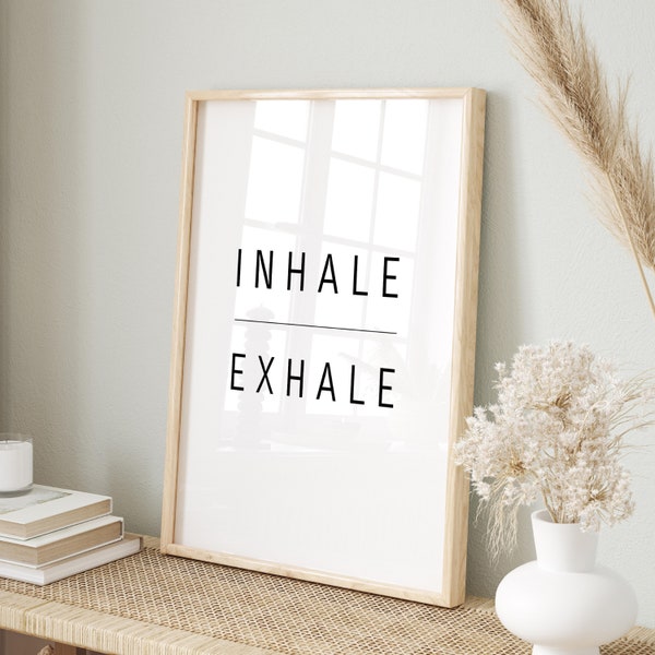 Inhale Exhale Print, Inhale Exhale, Inhale Exhale Signs, Yoga Poster, Relaxation Prints, Bedroom Wall Art, Boho Prints