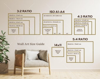 Wall Art Size Guide, Frame Size Guide, Print Size Guide, Comparison Chart, Poster Size Chart,  Wall Art Size Guide Horizontal