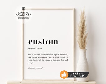 Custom Definition Print, Custom Definition Poster, Custom Quote Print, Definition Wall Art, Definition Printable, Dictionary Art