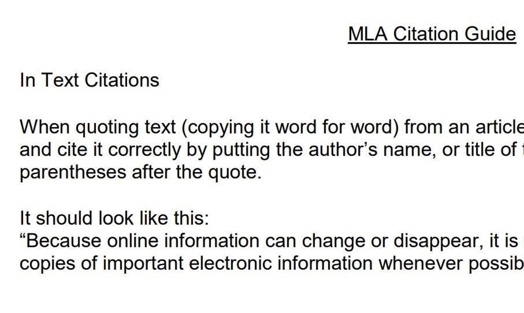 Mla citation guide etsy