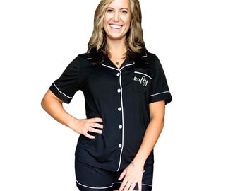 Stretch PJ’s for Women Monogrammed  Gift Pajamas for Hot Sleepers Moisture -Wicking Shorty Set