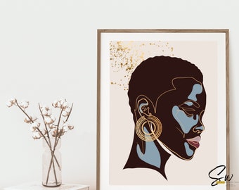 Black Wall Art, African American Art, Black Woman Wall Art, Boho Wall Art, Minimalist Wall Art, Instant Download, Modern Wall Art, Art Decor