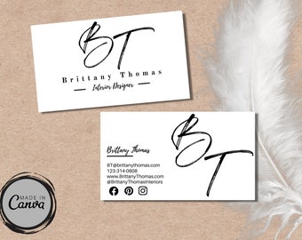 Business Card Template | Editable Minimalist Business Cards | Modern Chic Business Card | Printable Business | Unique Business Card