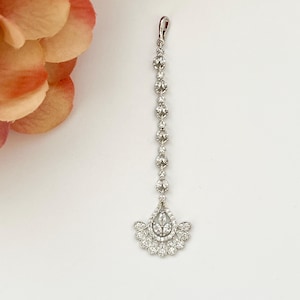 American Diamond Gold Silver Maang Tikka Kids Tikka Bollywood Jewelry Girls Maang Tikka Jhoomer Bridal Tikka Pakistani Punjabi Jewelry