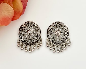 Orecchini indiani ossidati Orecchini a bottone indiani Gioielli indiani Orecchini pakistani Orecchini boho Orecchini afghani Orecchini da tempio Borchie d'argento