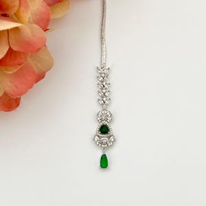 American Diamond Silver Maang Tikka Bollywood Tikka Maang Tikka Jhoomer Bridal Tikka Pakistani Punjabi Jewelry Bollywood Jewelry