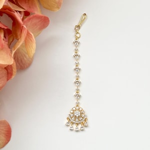 American Diamond Gold  Maang Bridal Tikka Bollywood Tikka Girls Maang Tikka Jhoomer Wedding Tikka Indian Jewelry Tikka Headpiece