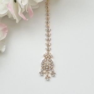 American Diamond Gold Maang Tikka Kids Tikka Bollywood Jewelry Girls Maang Tikka Jhoomer Bridal Tikka Pakistani Punjabi Jewelry Gift for Her