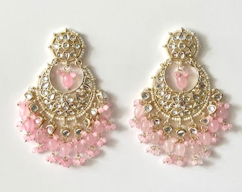 Kundan Indian Earrings Chandabli Earrings Pakistani Earrings Punjabi Earrings Boho Earrings Indian Wedding Bollywood Earrings Bridal Wedding
