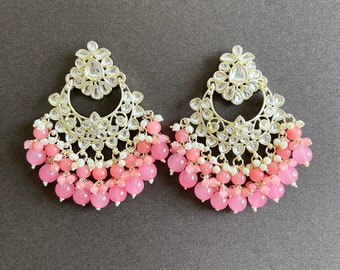 Kundan Indian Earrings Chandbali Punjabi Earrings Statement Punjabi Earrings Boho Earrings Indian Wedding Jewelry Party Bollywood Earrings