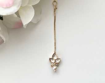 Pearl Kundan Tikka Girls Bollywood Maang Tikka Indian Jewelry Pakistani Punjabi Jewelry Indian Jewelry Tikka Indian Dance Tikka Kids Tikka