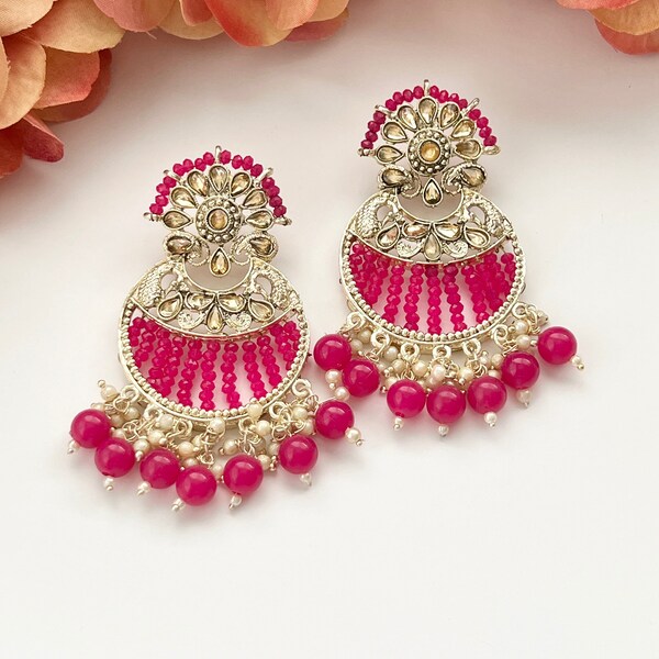 Pink indian earrings Clearance