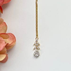 American Diamond Gold Maang Tikka CZ  Tikka Bollywood Jewelry Maang Tikka Jhoomer Bridal Tikka Pakistani Punjabi Jewelry Matha Patti