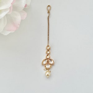 Pearl Kundan Tikka Bollywood Maang Tikka Indian Jewelry Pakistani Punjabi Jewelry Indian Jewelry Tikka Indian Dance Tikka Tikka Headpiece