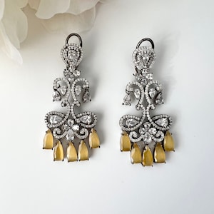 Diamond Chandbali Earrings Jhumka Earrings CZ Indian Earrings Indian Jewelry Pakistani Earring Bollywood Jewelry Bridal Wedding Earrings