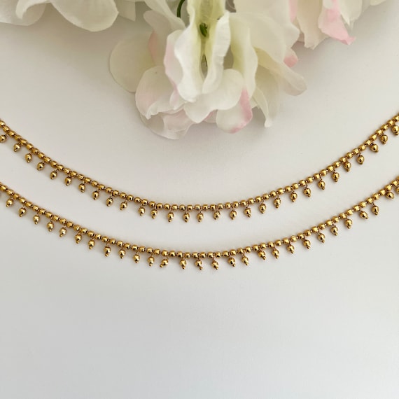 Gold Pearl Anklet Payal Temple Anklet Payal Jhanjran Panjeb Boho