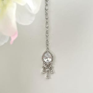 American Diamond Silver Maang Tikka Cubic Zirconia Tikka Bollywood Jewelry Maang Tikka Jhoomer Bridal Tikka Matha Patti Gift for Her