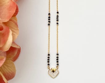 Mangalsutra Set Indian Jewelry Bollywood Jewelry Karimani Sara Black Beaded Necklace Set Bridal Wedding AD CZ Mangalsutra Set Pendant Set