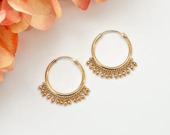 Gold Hoop Jhumka Earrings Indian Earrings Traditional Earrings Temple Jewelry Temple Earrings South Indian Earrings Hoops Bollywood Jewelry