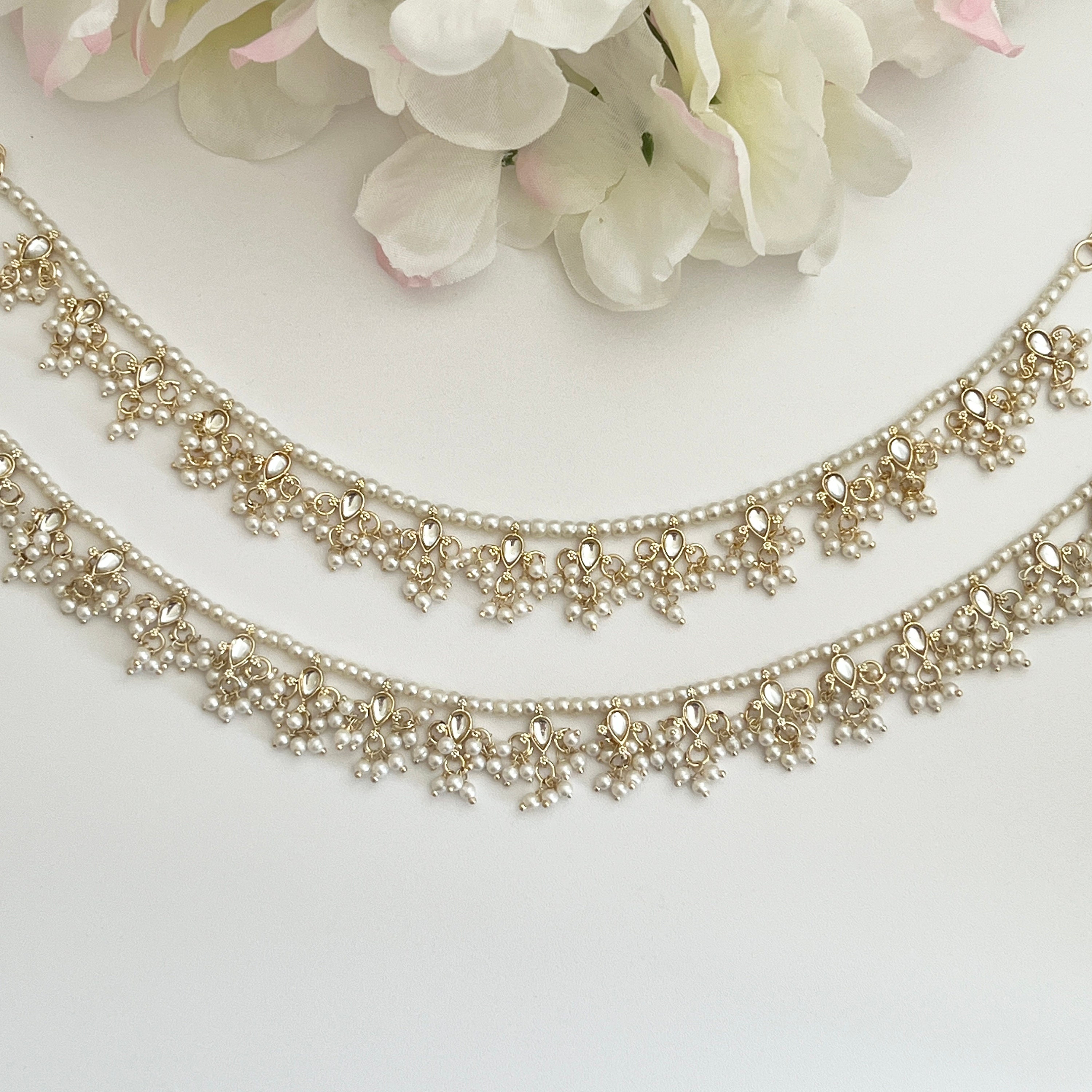 Gold Kundan Moti Pearl Anklet Payal Temple Anklet Payal Jhanjran