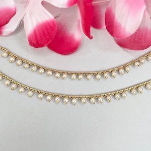 Indian Ear Chain, Pearl Sahare  Kaan Chain, Indian Jewelry, Pakistani Jewelry, Bahubali Earrings, Earring Support Chain, Hair Accessories