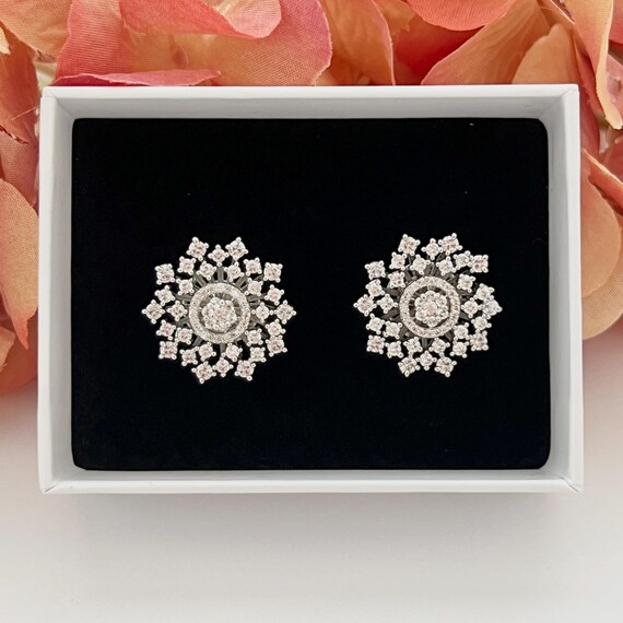 Gold American Diamond Indian Stud Earrings Cubic Zirconia Studs Gold Indian Studs Bollywood Earrings Gold Studs Chic Earring Studs Etsy UK