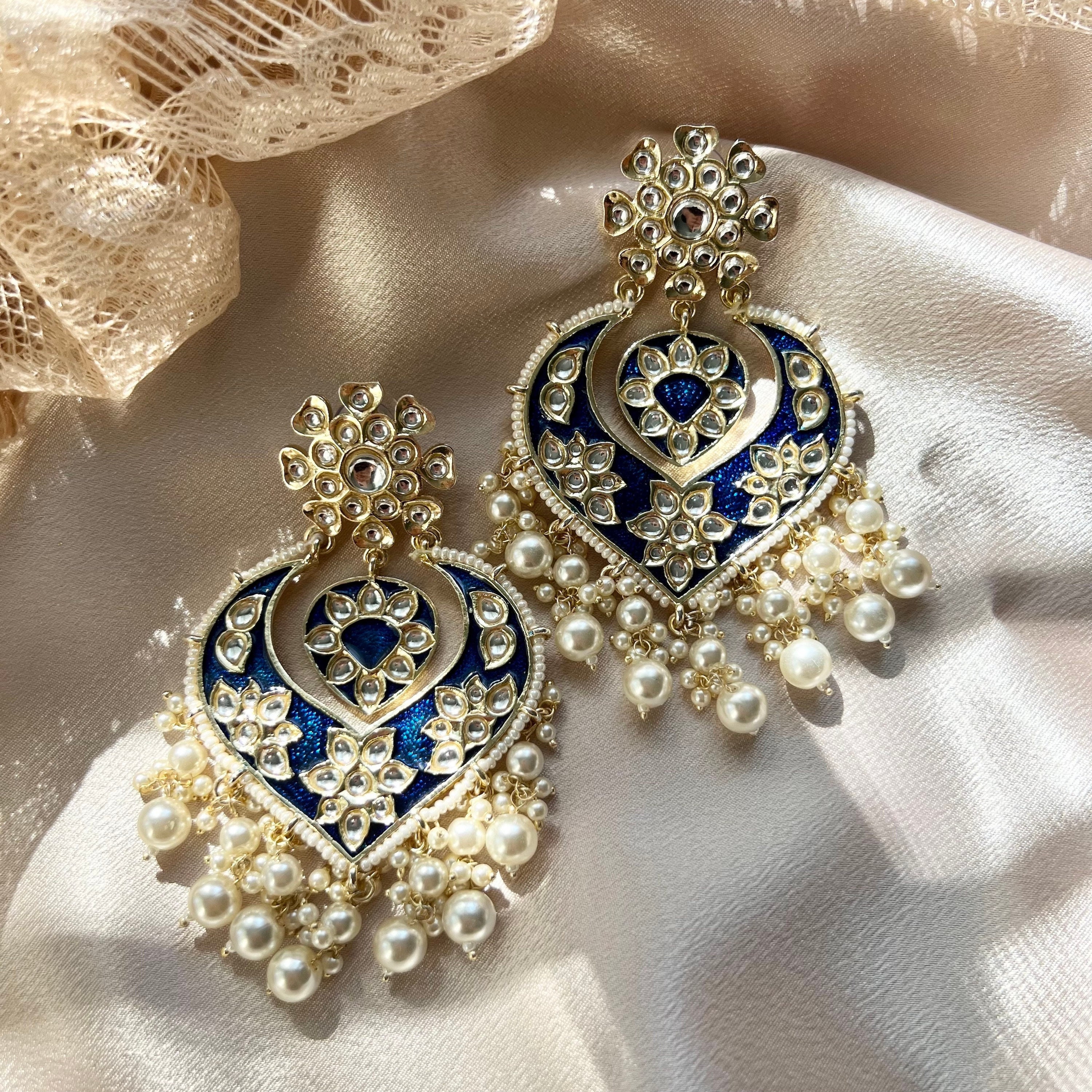 Alia Bhatt in Sabyasaachi Blue Kundan Earrings, Oxidised Gold & Stone Big Jhumka  Earrings, Indian Bollywood Earrings - Etsy