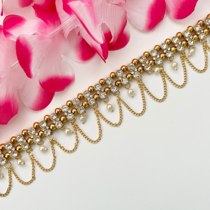 Gold Pearl Saree Belt Gold Belly Chain Indian Jewelry Etsy
