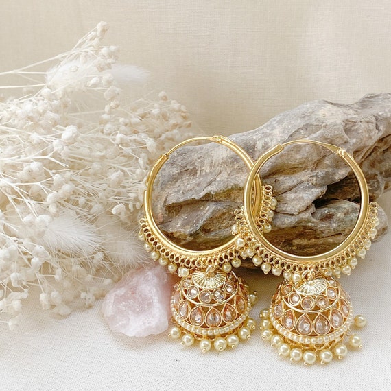 Buy Fida Stones Beads Gold Jhumka Earring @ Best Price