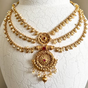 gold-indian-layered-necklace-set-indian-jewelry-antique-temple-jewelry