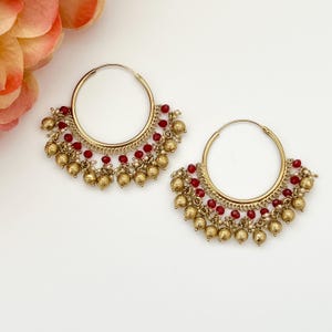 Antique Gold Hoop Jhumkas Indian Earrings Traditional Earrings Temple Jewelry Temple Earrings South Indian Earrings Hoops Bollywood Jewelry