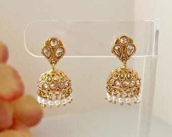 Jhumka Earrings Small Gold Jhumka Earrings Indian Earrings Traditional Earrings Temple Jewelry Temple Earrings South Indian Earrings