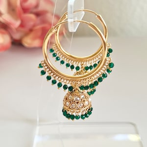 Polki Jhumka Earrings Gold Hoop Earrings Indian Earrings Pearl Hoop Earrings Pakistani Earrings Jhumkas Antique Earrings Chandbali Earrings image 8
