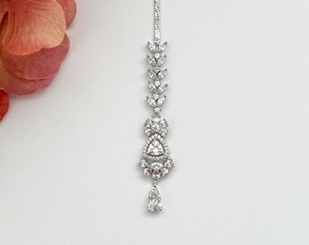 Maang Tikka Indien - Perles Nacrées Roses, Ton Or, Bijou De Front Bollywood