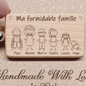 Personalized family wooden keyring _ Father's Day _ Mother's Day _ Christmas gift _ Wood engraving _ Disabled _ Birthday image 2