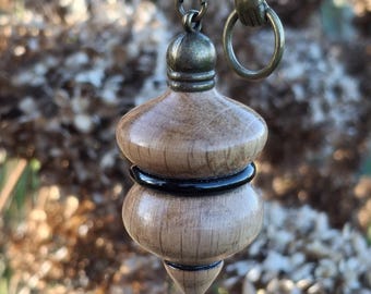 Divination pendulum in oak and obsidian – dowsing, protection, grounding, handcrafted divination pendulum, spiritual tool