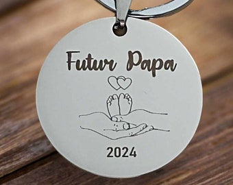 Llavero personalizado anuncio de embarazo – Futuro papá o futura mamá – Regalo para futuros padres – Nacimiento de bebé – Joyas originales y únicas