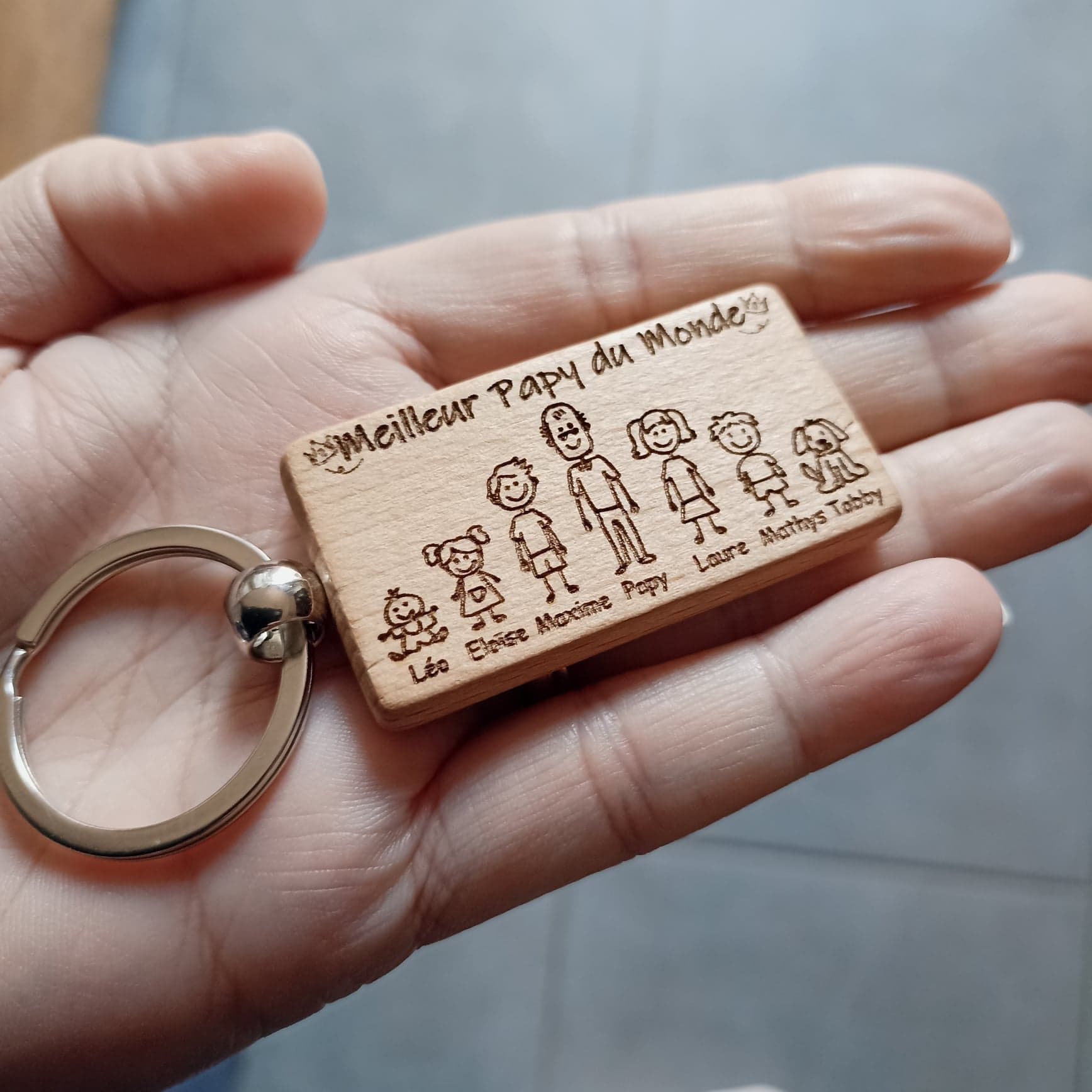 Porte-clés En Bois Gravé - Cadeau Personnalisé Patron, Collègue, Retraite - Fabriqué En France - 11