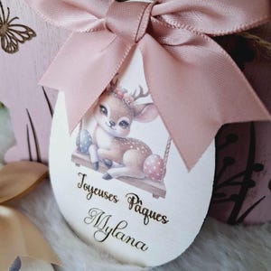 Œuf de Pâques personnalisé en bois | Décoration Pâques à suspendre | Étiquette prénom pour panier | Cadeau de Pâques | Marque-place original