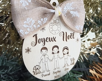 Boule de Noël en bois Famille _ Décoration de noël personnalisée _