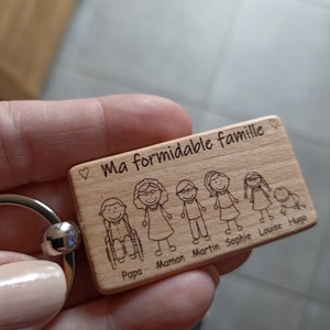 Personalized family wooden keyring _ Father's Day _ Mother's Day _ Christmas gift _ Wood engraving _ Disabled _ Birthday image 4