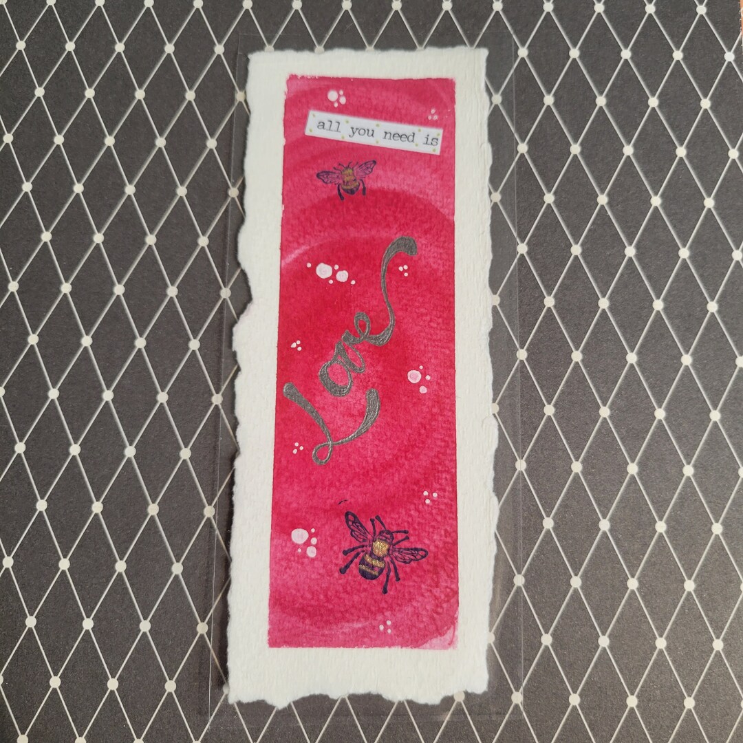 Watercolor Bees Bookmark: Laminated Collage Art - Etsy