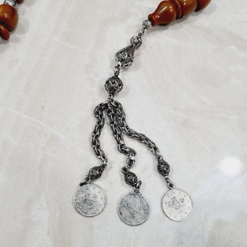 Vintage Faturan Masbaha Misbaha Islamic Dark Brown Tassel Bakelite Unique Islam Prayer Pray Handmade Hand shops Art Gemstone Gems Cherry Amber